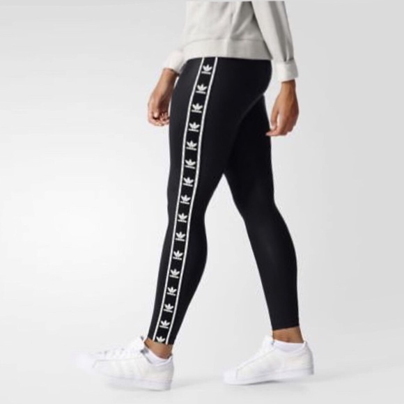 adidas trefoil taped leggings